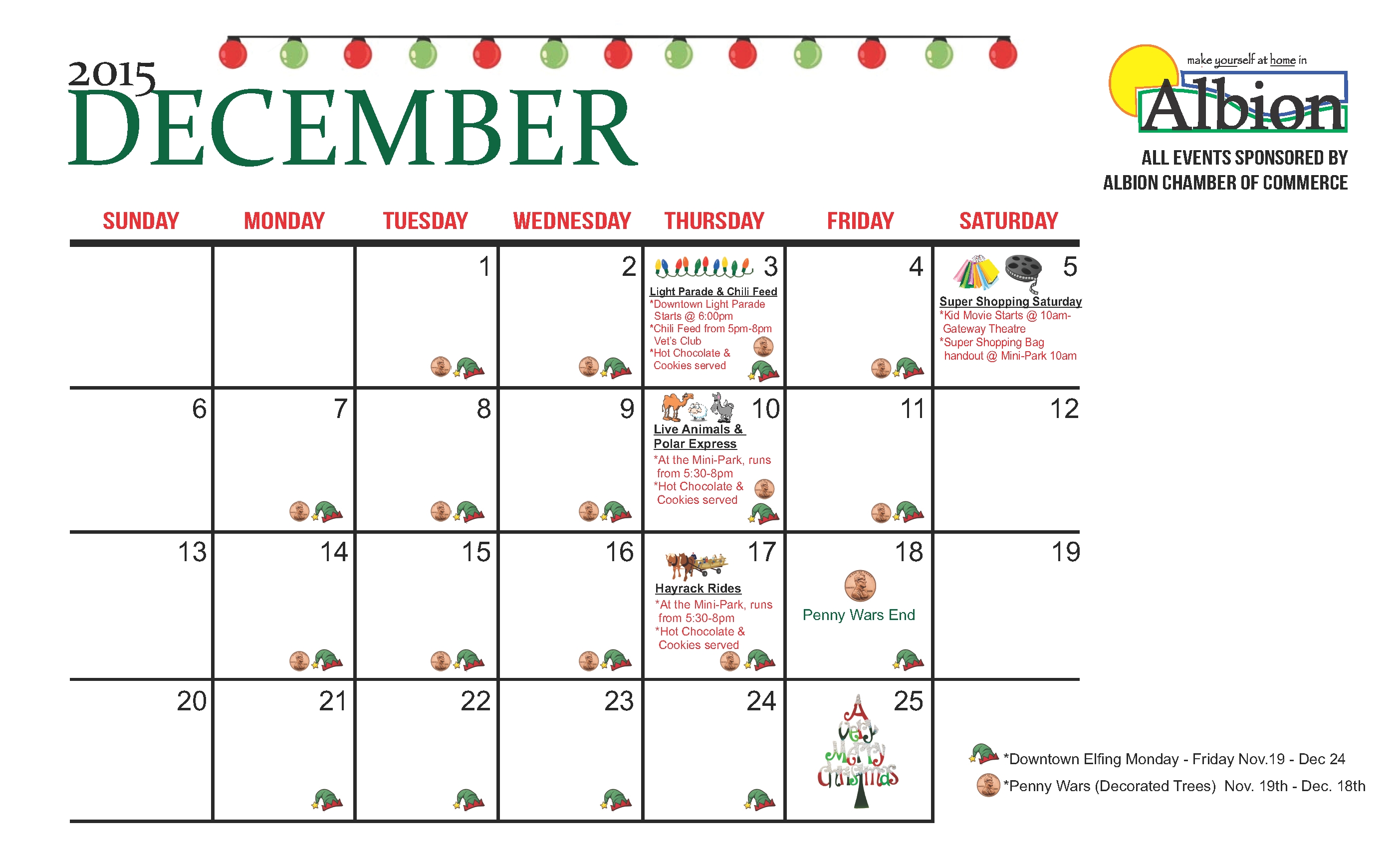 Albion Economic Development » Albion Chamber 2015 Holiday Calendar Calendar With Holidays And Events