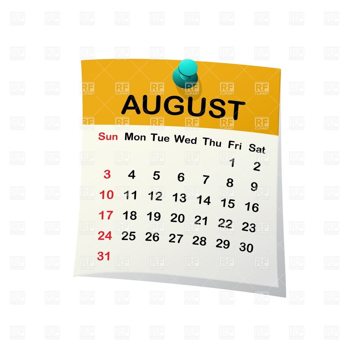 August 2014 Month Calendar Vector Image Of Design Elements © Lirch Calendar Month Clip Art
