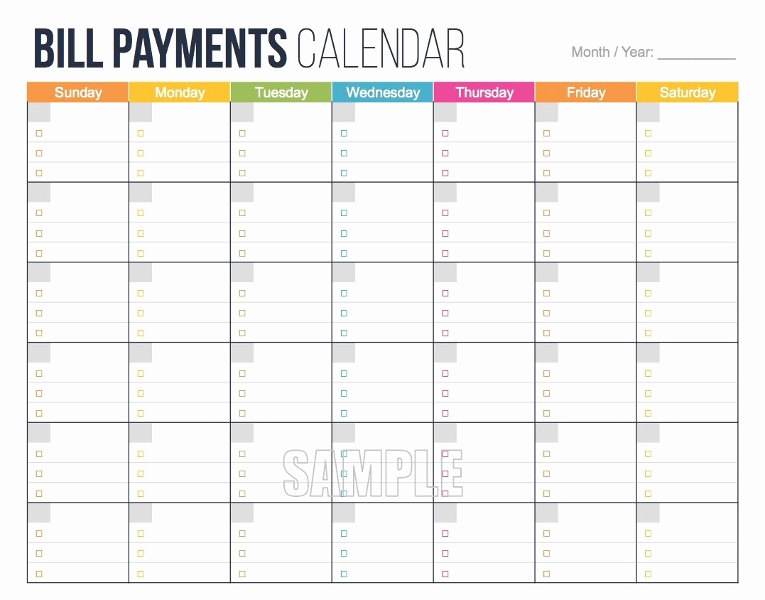 Bill Budget Eet Payment Monthly Bills For Payments Calendar Editable Monthly Calendar For Bills
