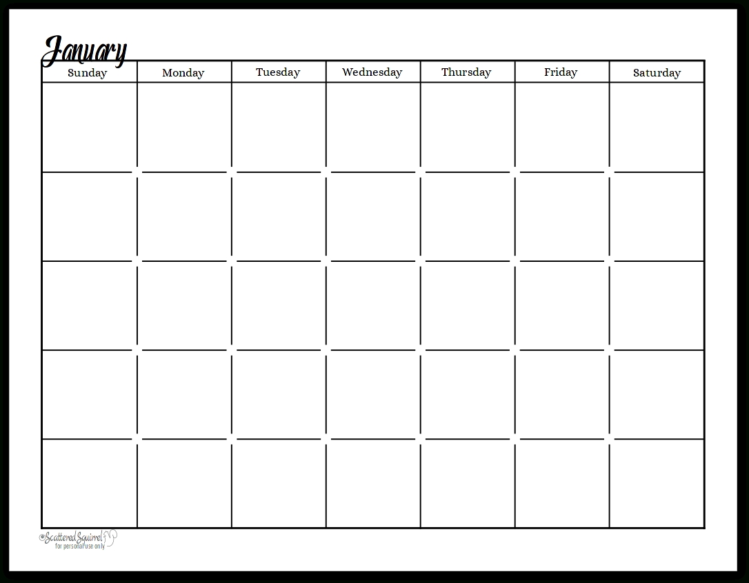 Black And White Undated Monthly Calendars Are Great Additions To Free Undated Calendar Template