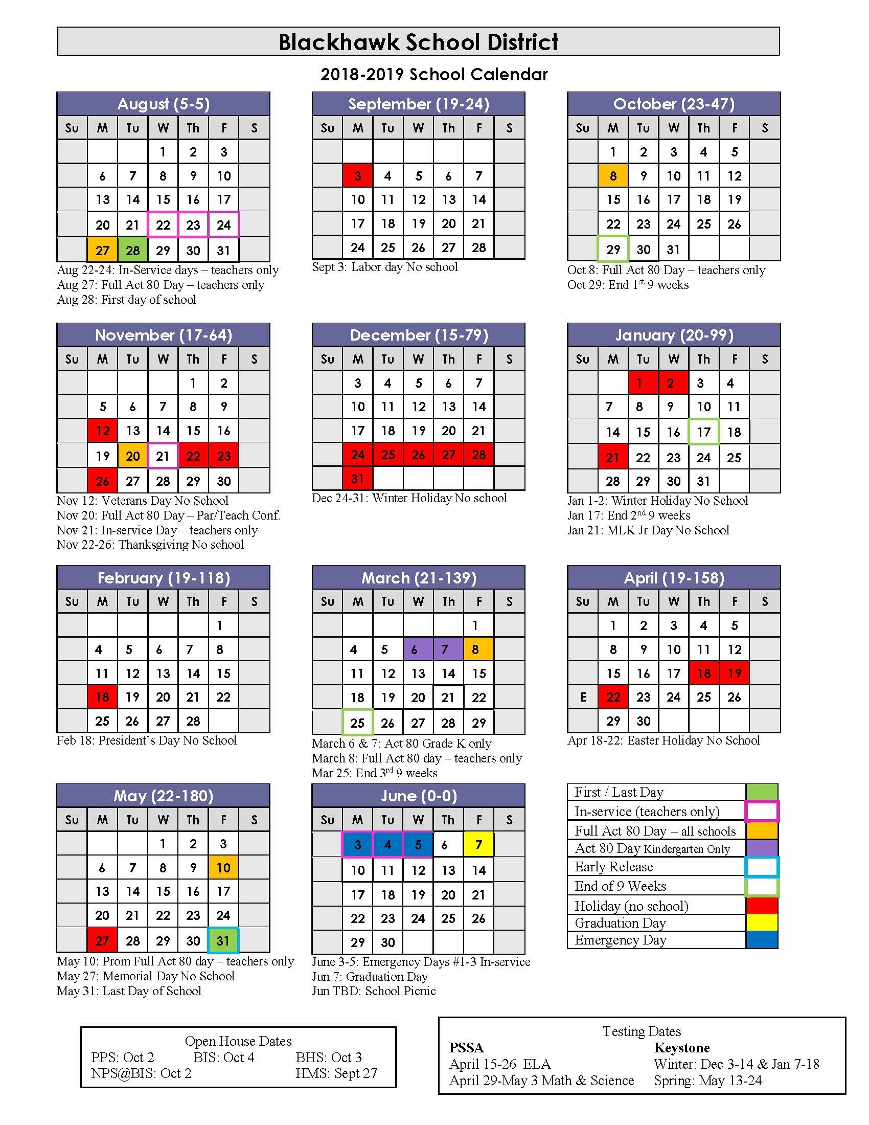 Incredible School Calendar District 79 – Printable Blank Calendar Template