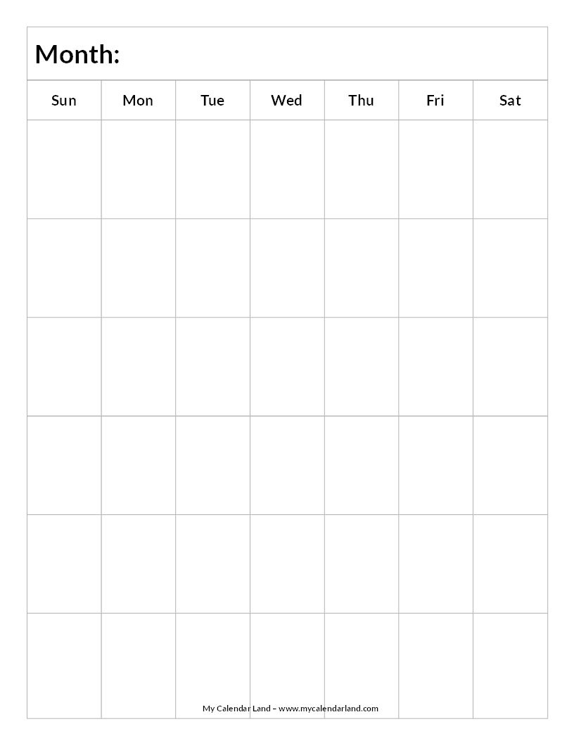Blank-Calendar-6-Weeks-Portrait-C … | Everything Else.for Now Exceptional Blank Calendar Template Vertical