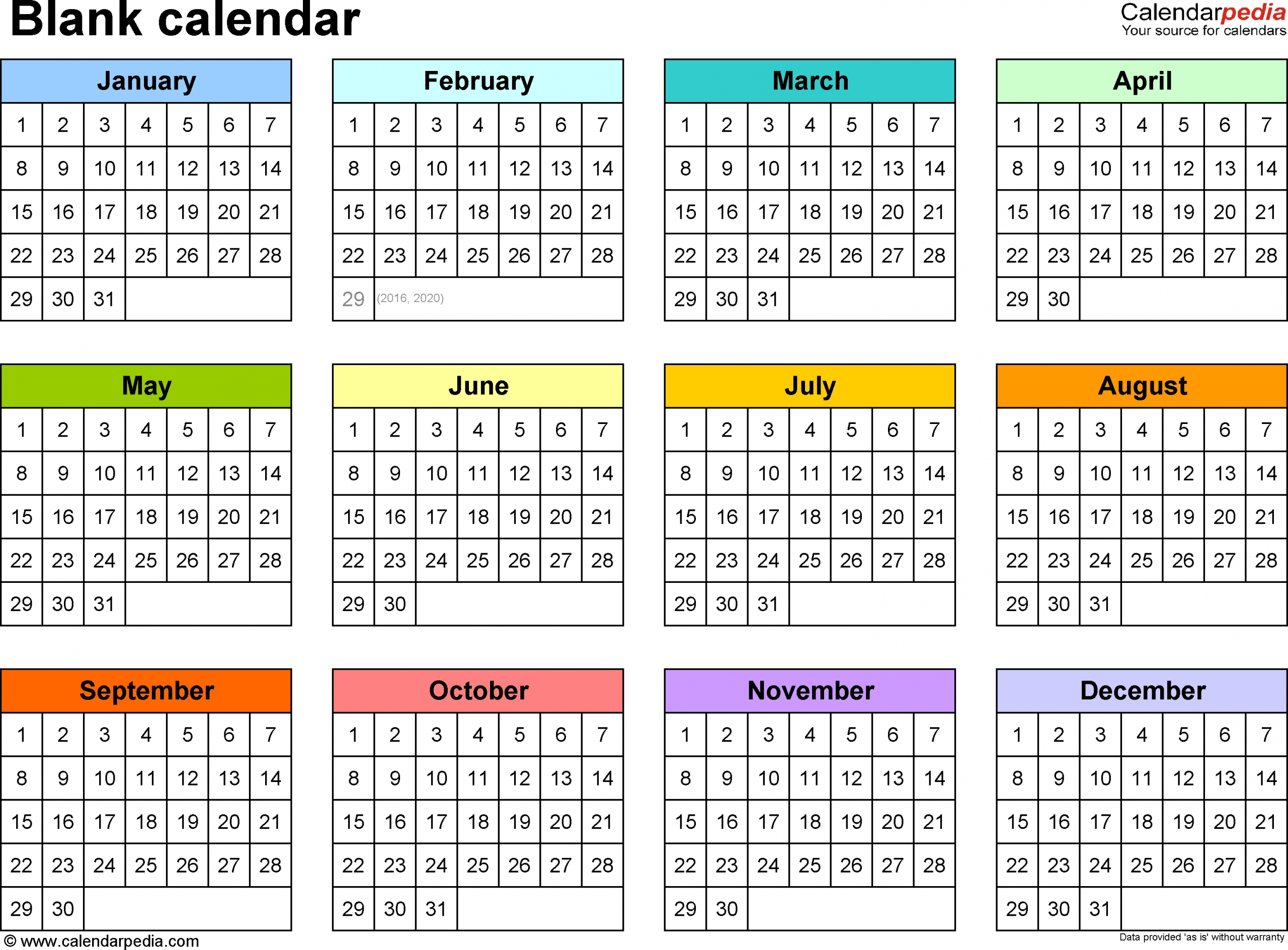 Blank Calendar - 9 Free Printable Microsoft Word Templates 1 Year Calendar Template