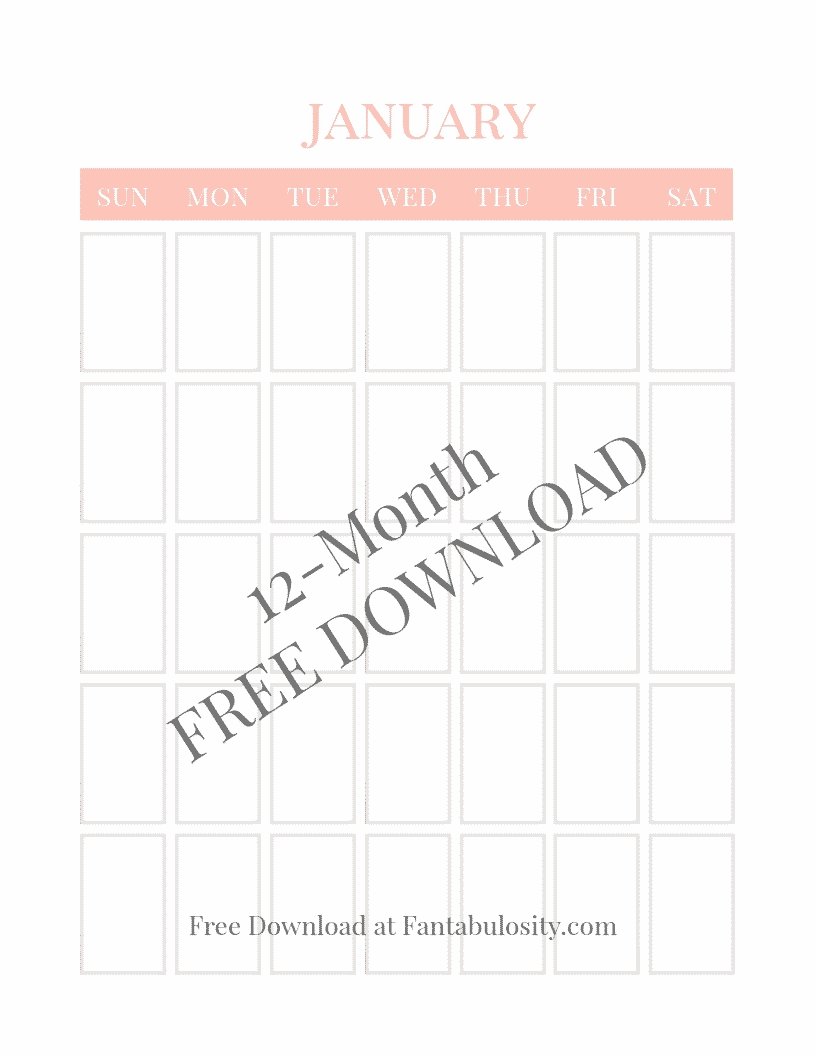 Blank Calendar - Free Vertical Monthly Calendar Printable Blank Calendar Template Vertical