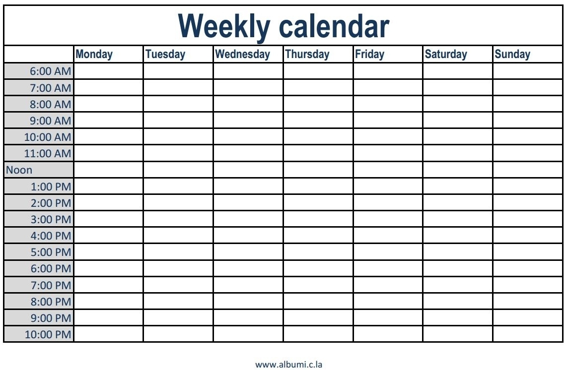 Blank Calendar With Times Printable Time Slots Editable Weekly Ly Monthly Calendar With Time Slots