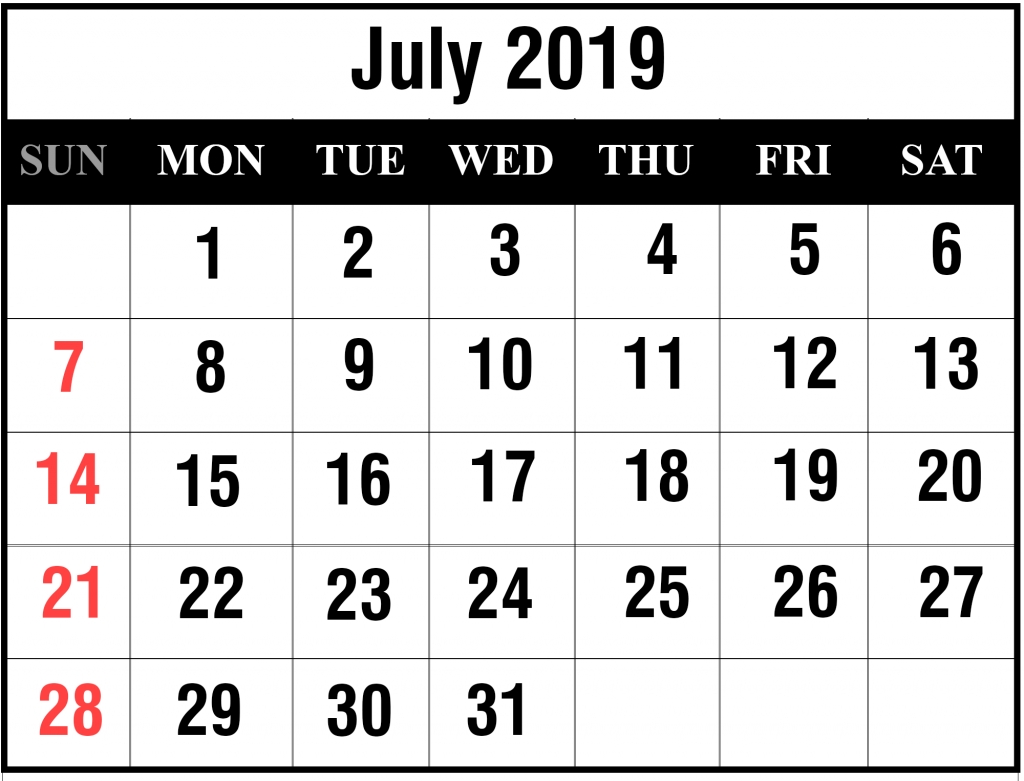 Blank July 2019 Calendar Printable In Pdf, Word, Excel | Printable Impressive Blank Calendar July 18