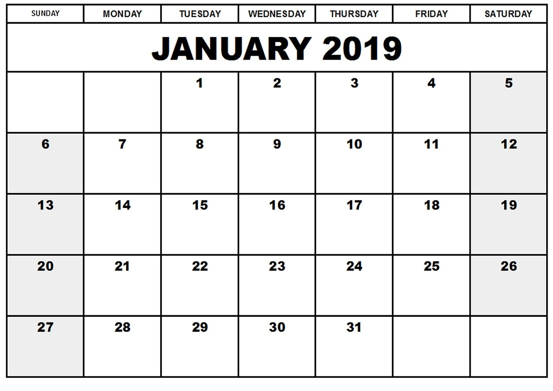 Blank Printable Calendar January 2019 | Printableshelter | Calendar Remarkable Calendar Blank Templates Free