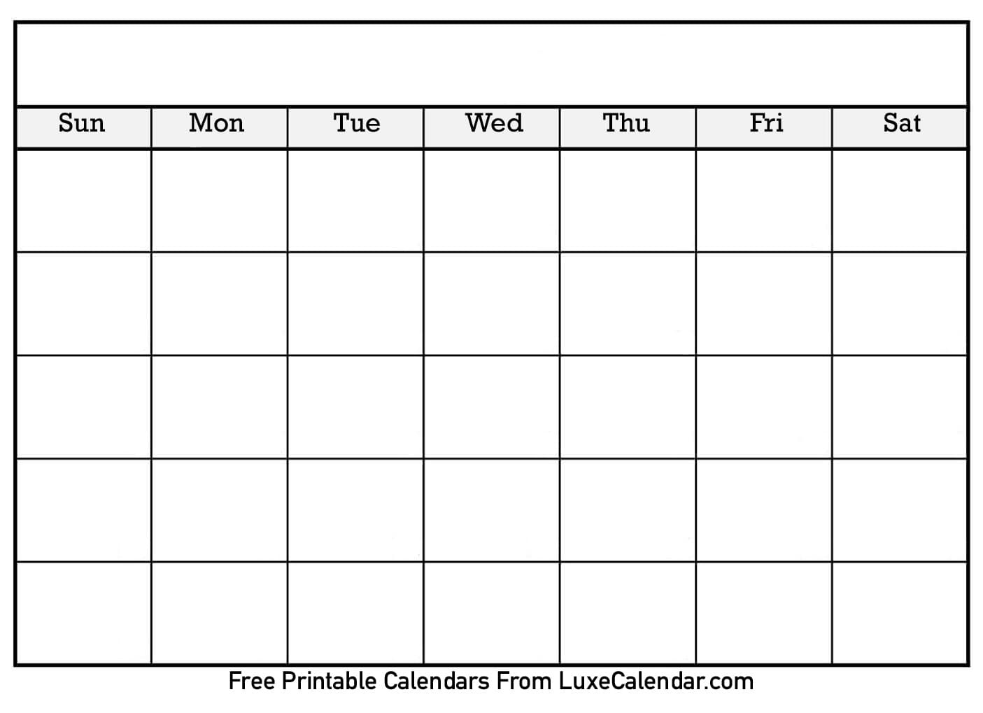 Blank Printable Calendar - Luxe Calendar Printable Calendar Month Blank