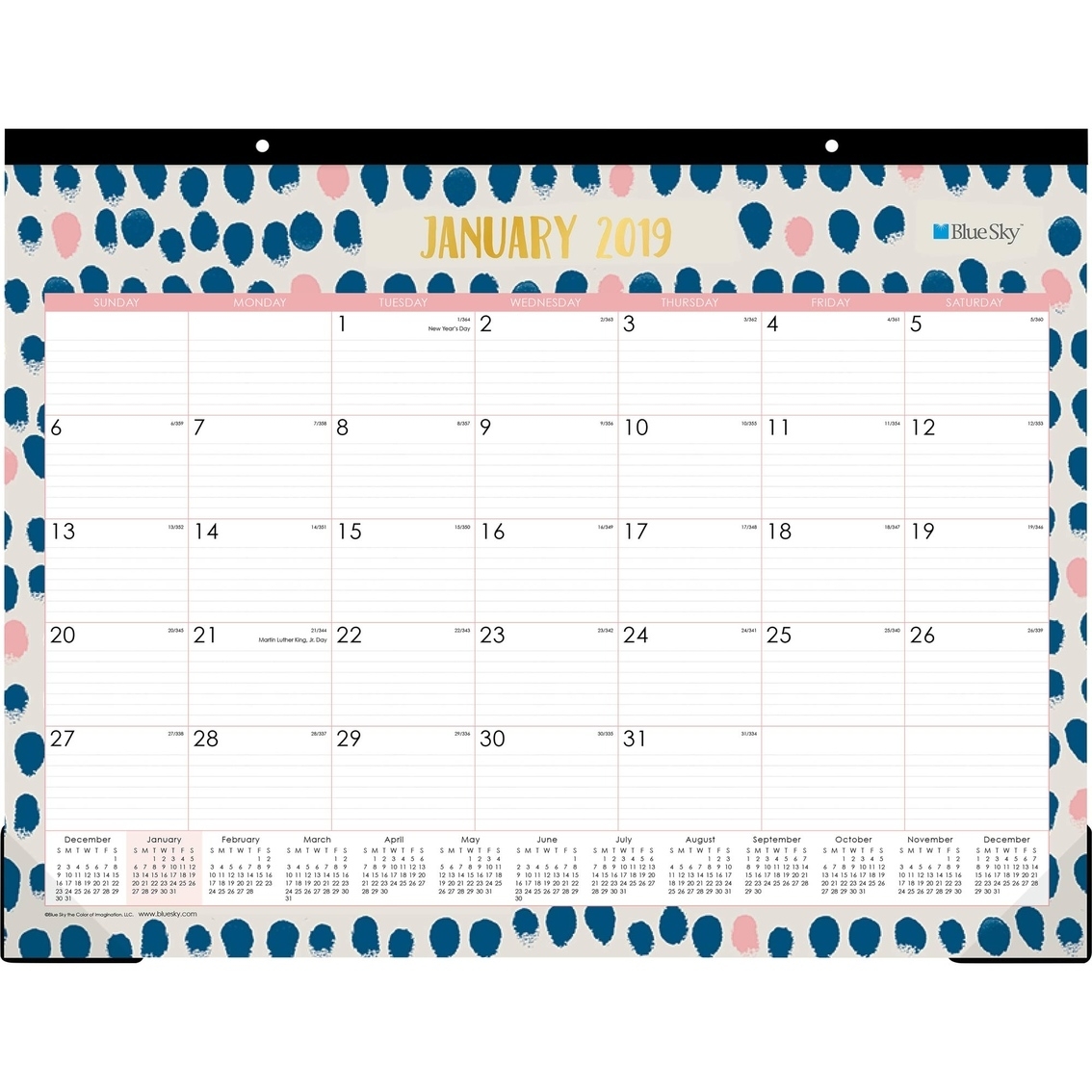 Blue Sky Jan 2019 - Dec 2019 Desk Pad 22 X 17 Monthly Calendar Monthly Calendar Desk Pad
