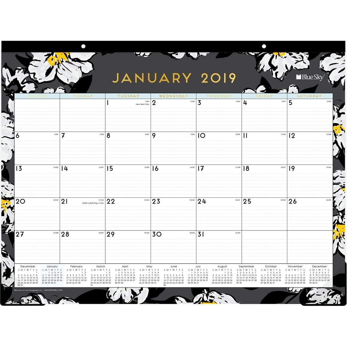 Blue Sky Jan 2019 - Dec 2019 Deskpad 22 X 17 Monthly Calendar Monthly Calendar Desk Pad