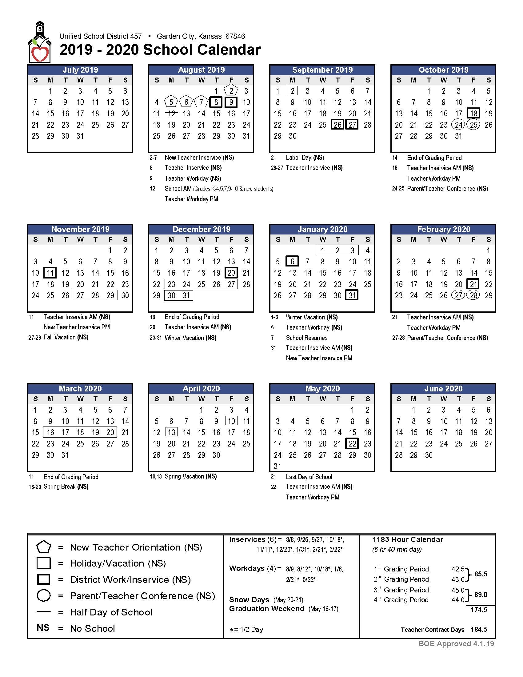 Board Approves 2019-2020 School Calendar - Garden City Public Schools K State School Calendar