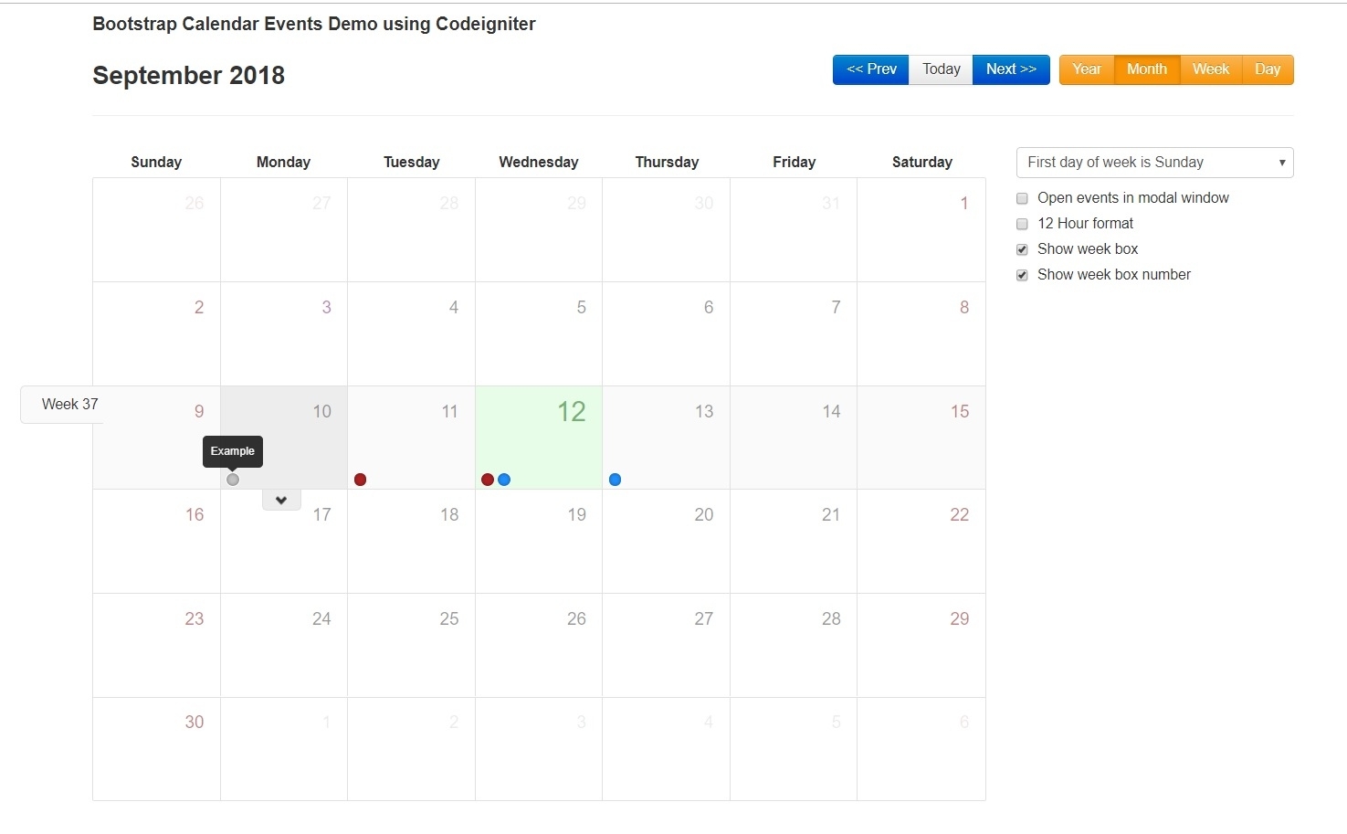 Bootstrap Calendar Events Demo Using Codeigniter - Roy Tutorials Bootstrap 3 Calendar Template