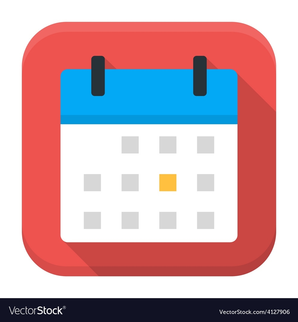 Calendar App Icon With Long Shadow Royalty Free Vector Image Google Calendar Icon Red