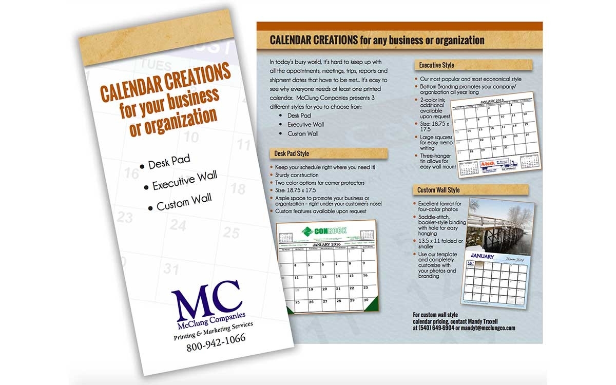 Calendar Creations For Any Business Or Organization - Mcclung Companies Calendar Printing For Business