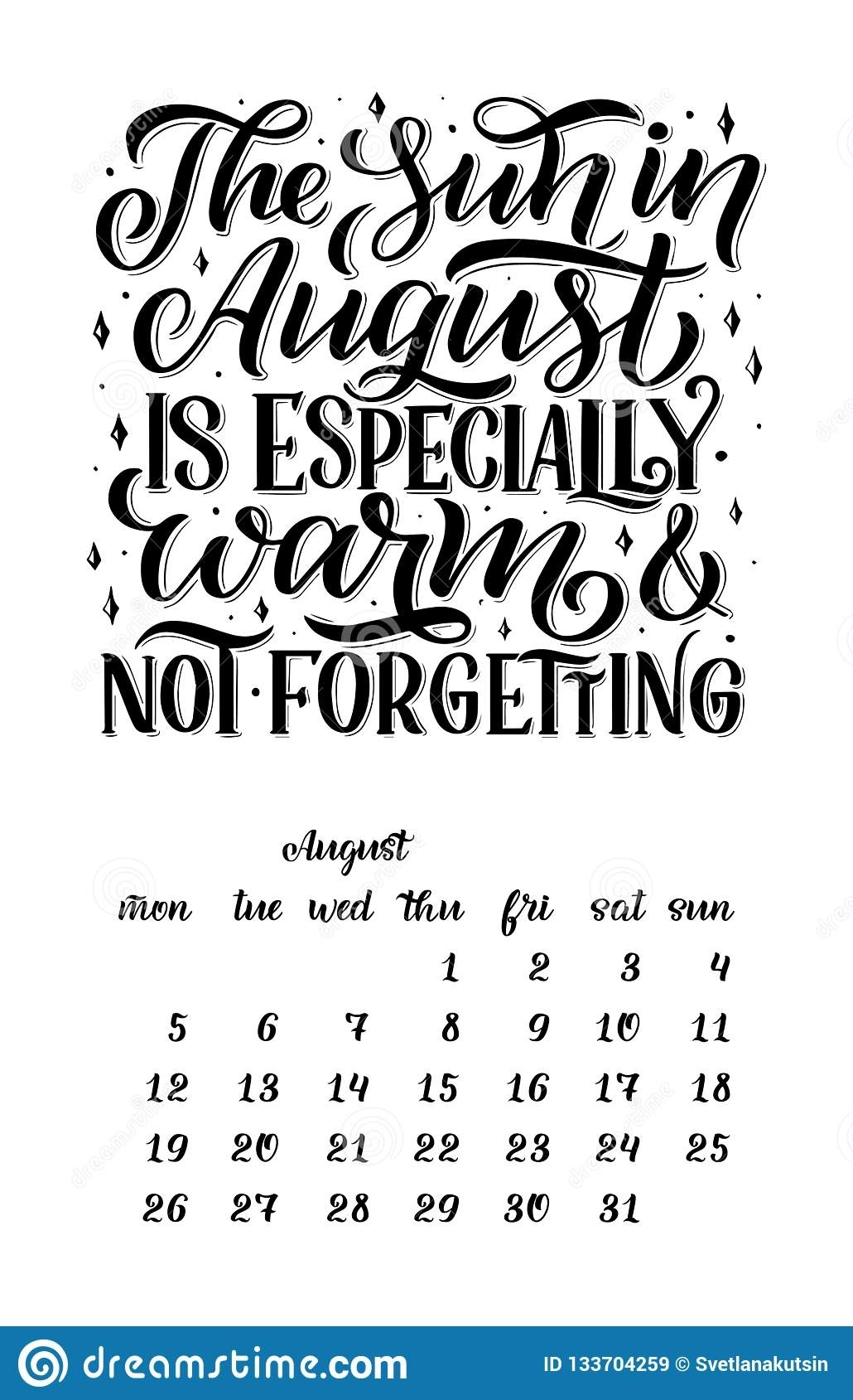 Calendar For Month 2 0 1 9. Hand Drawn Lettering Quotes For Calendar Calendar Month Returns 0