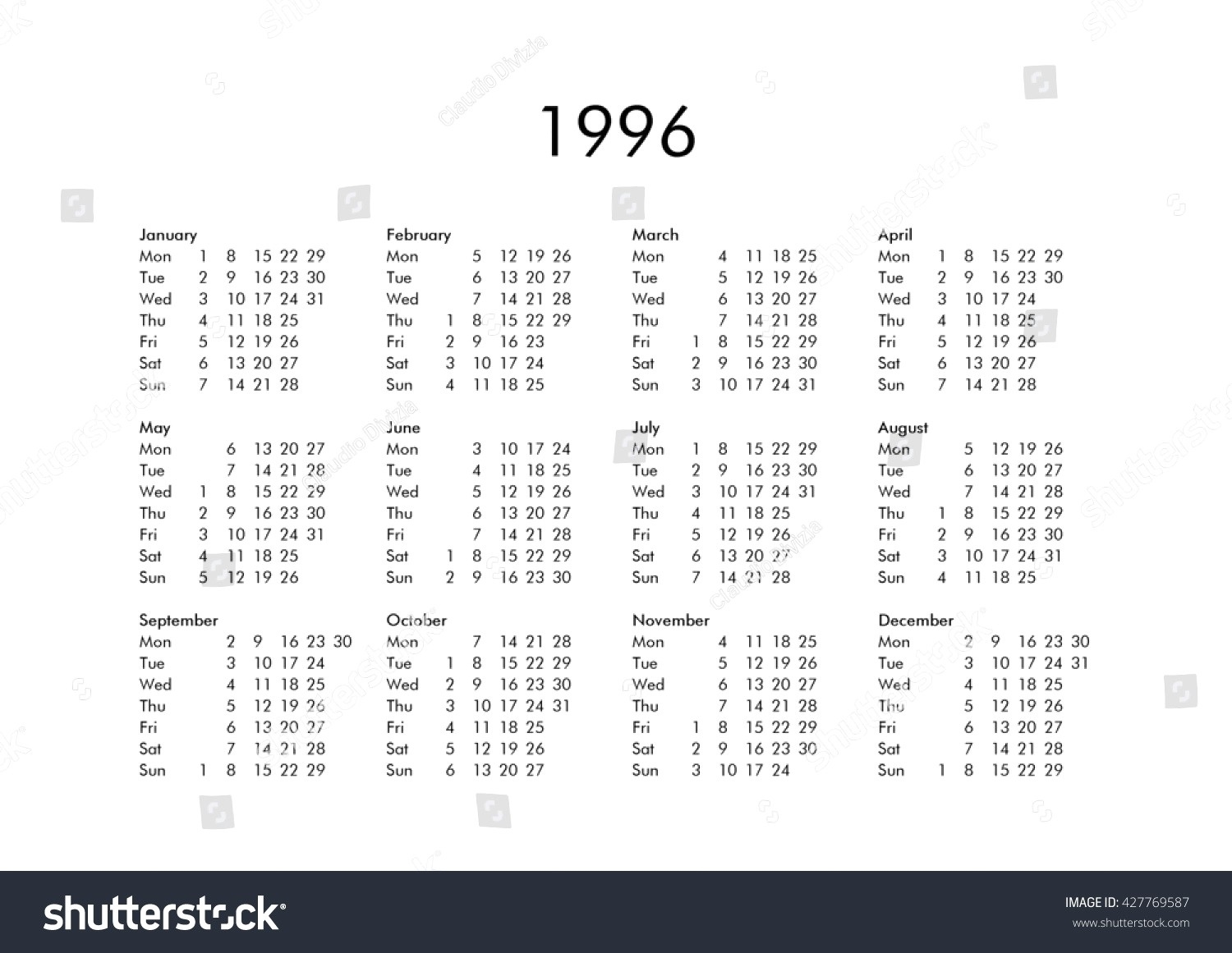 Calendar Of 1996 | Jcreview Calendar 1996 Holidays India