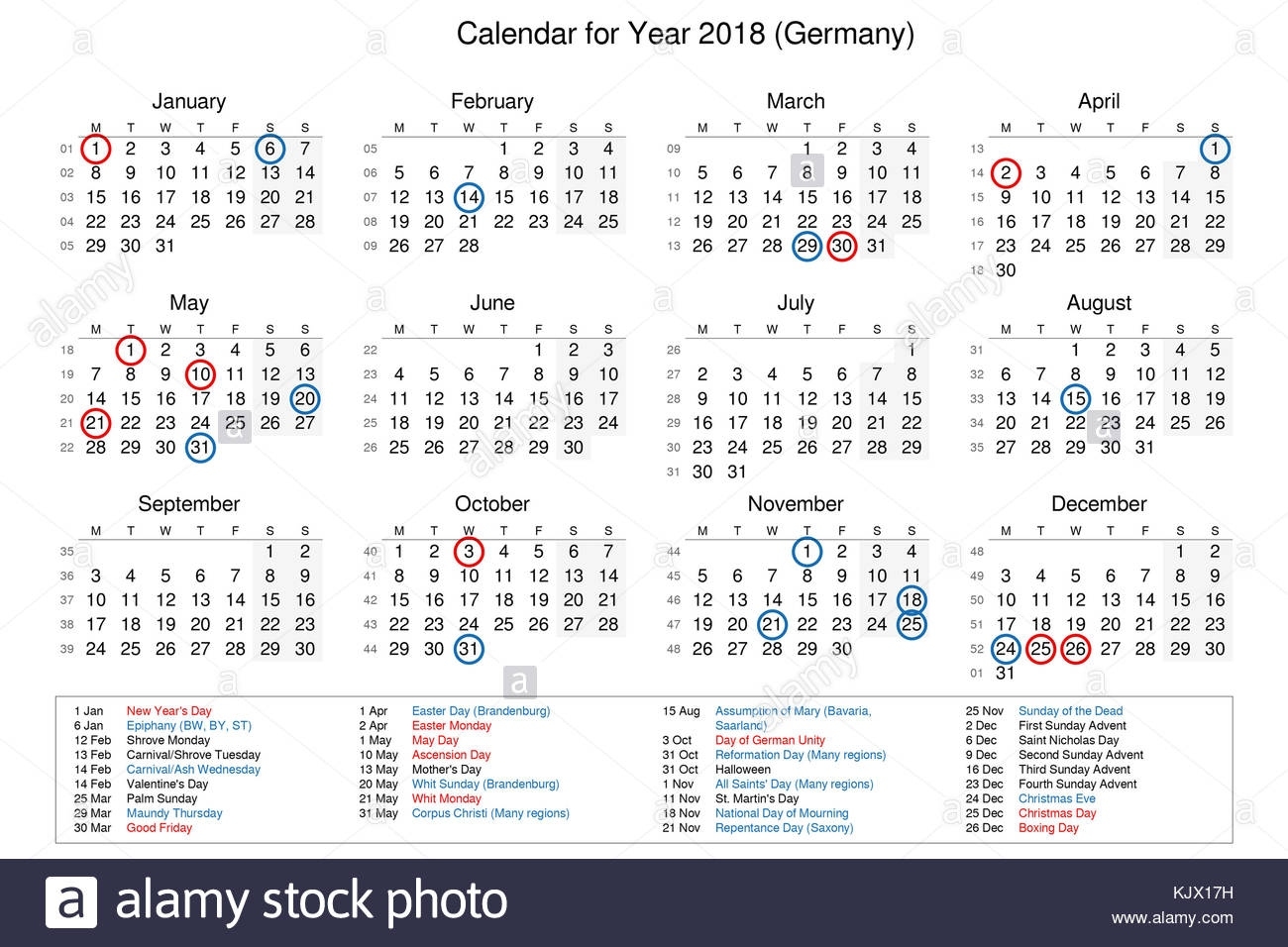 Calendar Of Year 2018 With Public Holidays And Bank Holidays For Calendar Public Holidays Germany