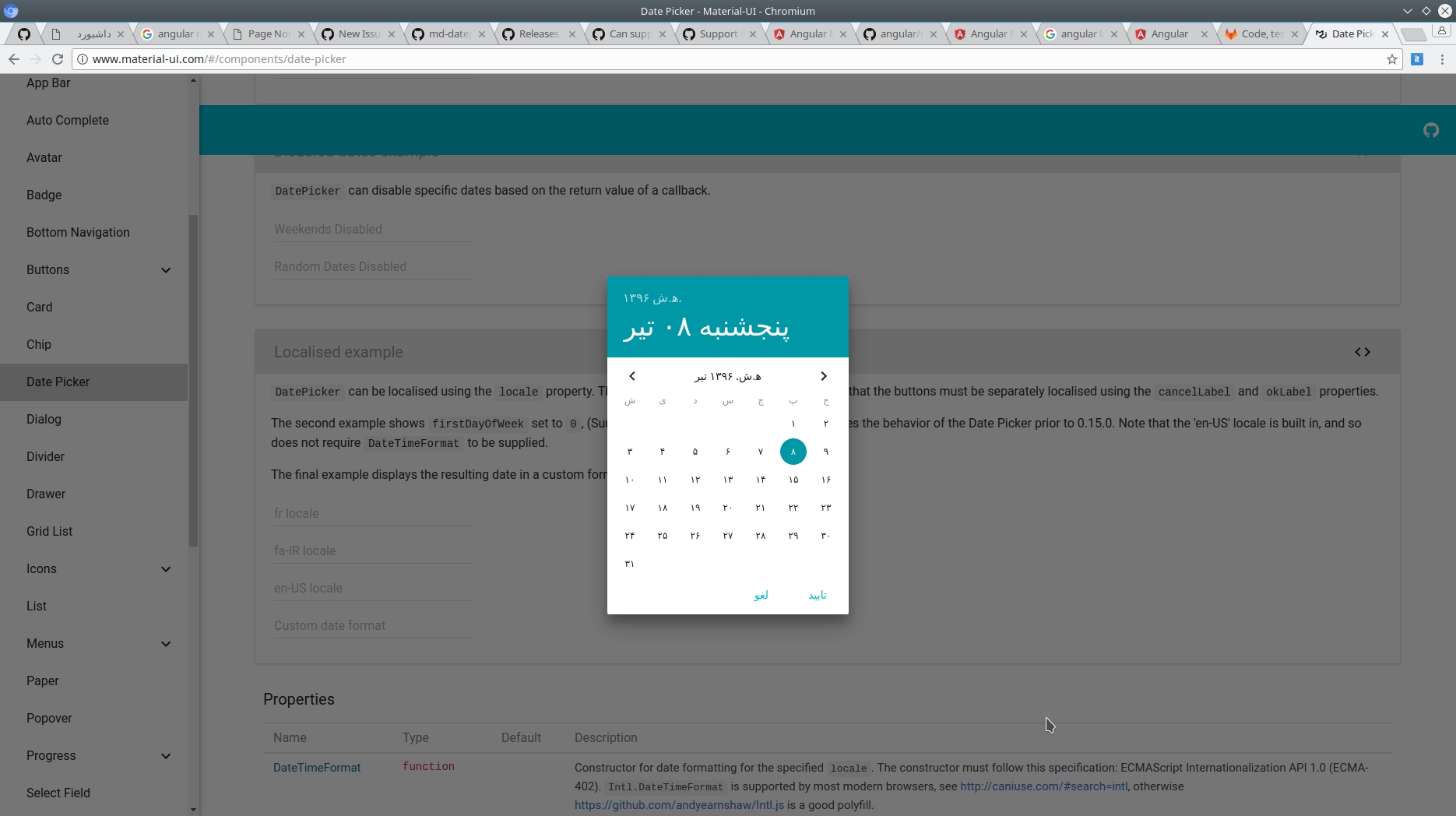 Calendar: Support Persian Calendar · Issue #10777 · Angular/material Calendar Icon Angular Material