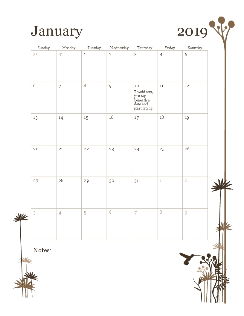 Calendars - Office Blank Calendar Template Vertical