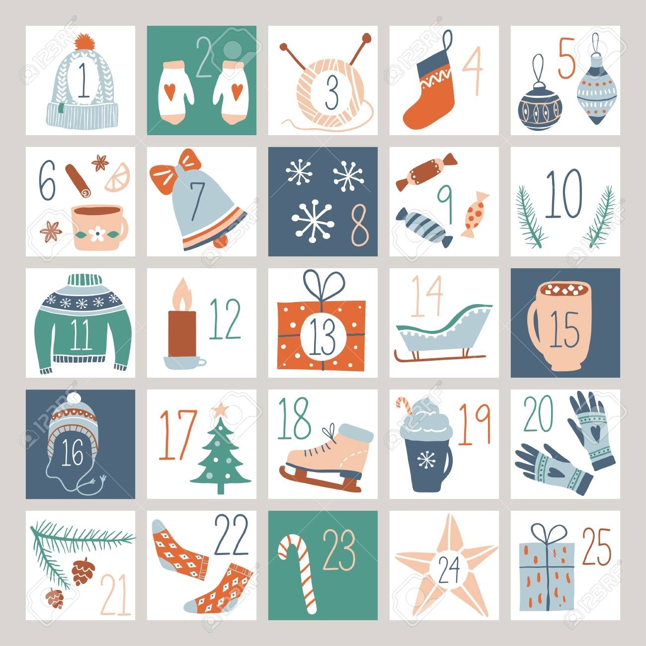 Countdown Advent Calendar Or Poster With Cute Hand Drawn Design Design A Countdown Calendar