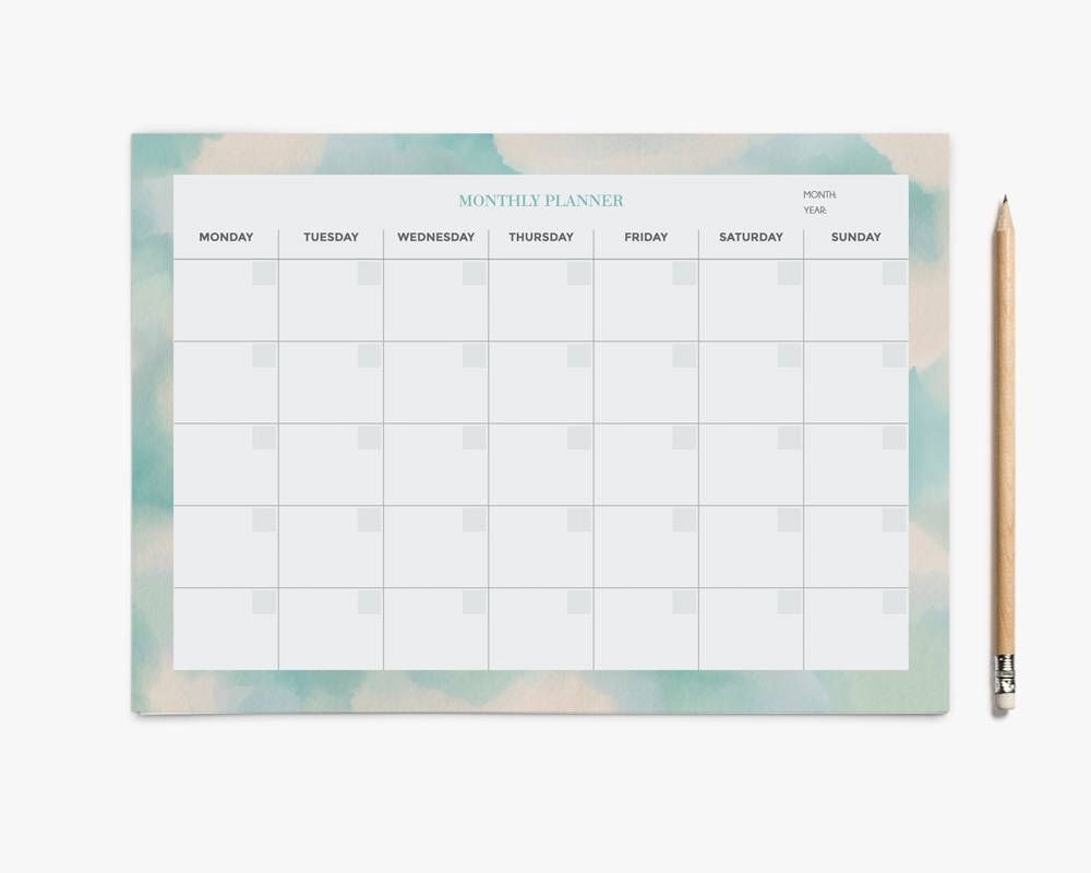 Cute Monthly Planner, Monthly Calendar, Student Planner, Desk Monthly Calendar Desk Pad