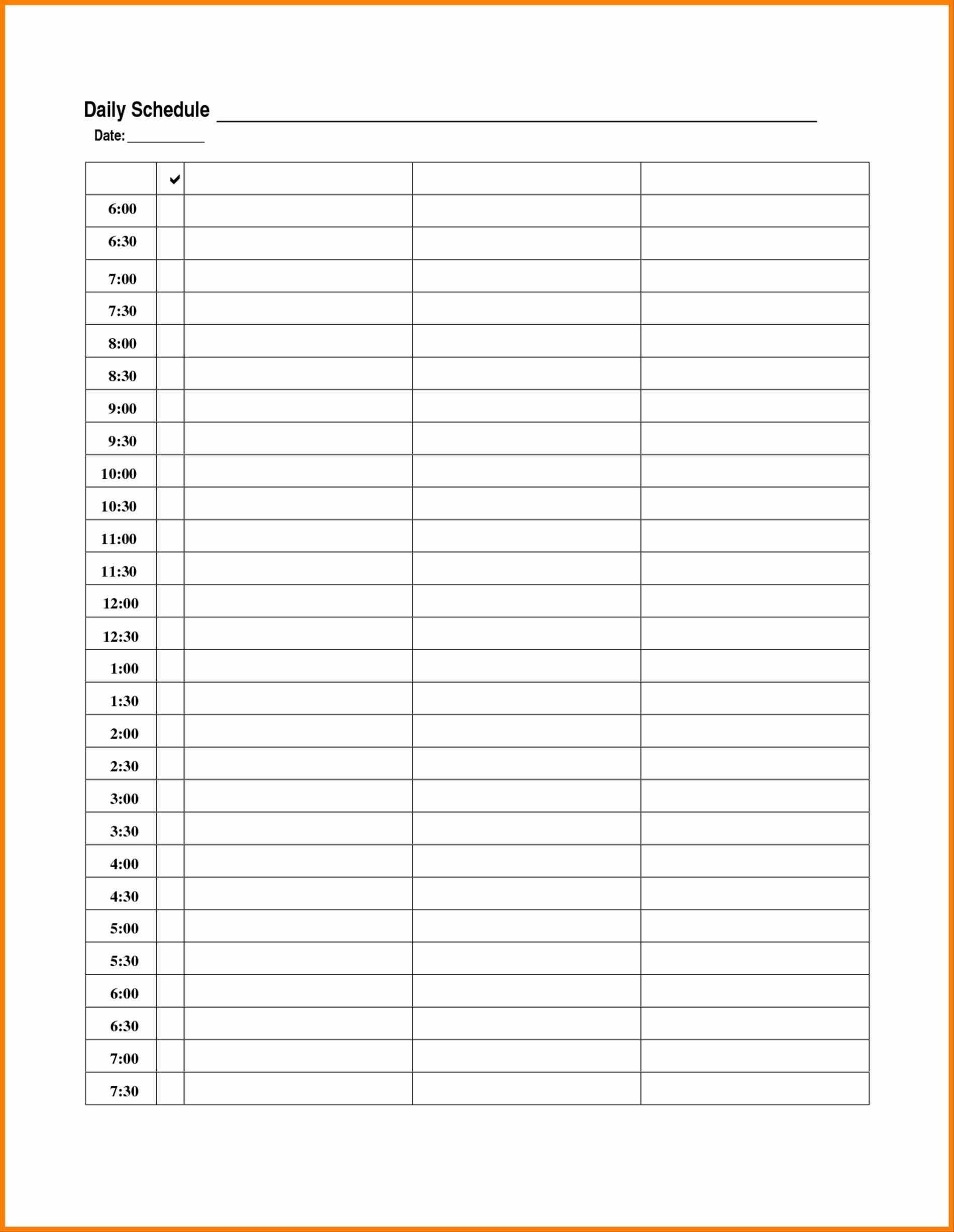 Daily Calendar Excel Template Free Printable | Monthly Calendar Daily Calendar Template 30 Minute Increments