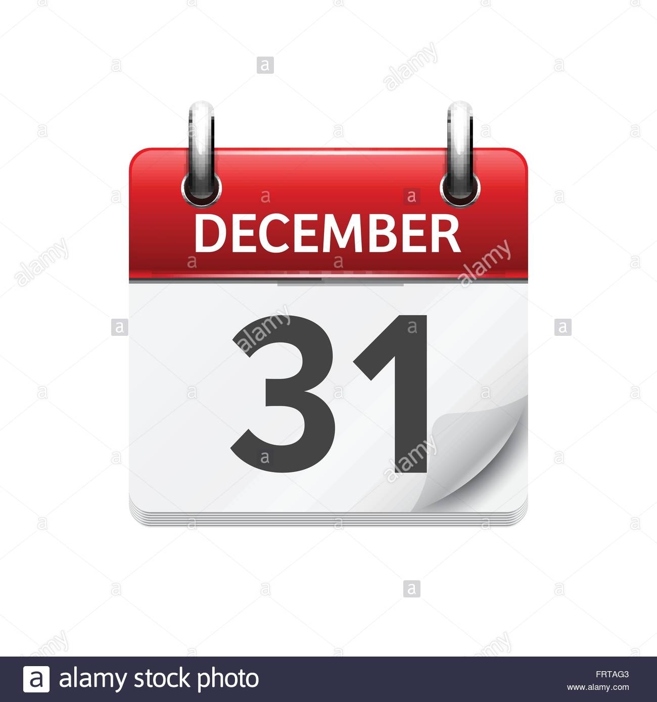 December 31. Vector Flat Daily Calendar Icon. Date And Time, Day Google Calendar 31 Icon