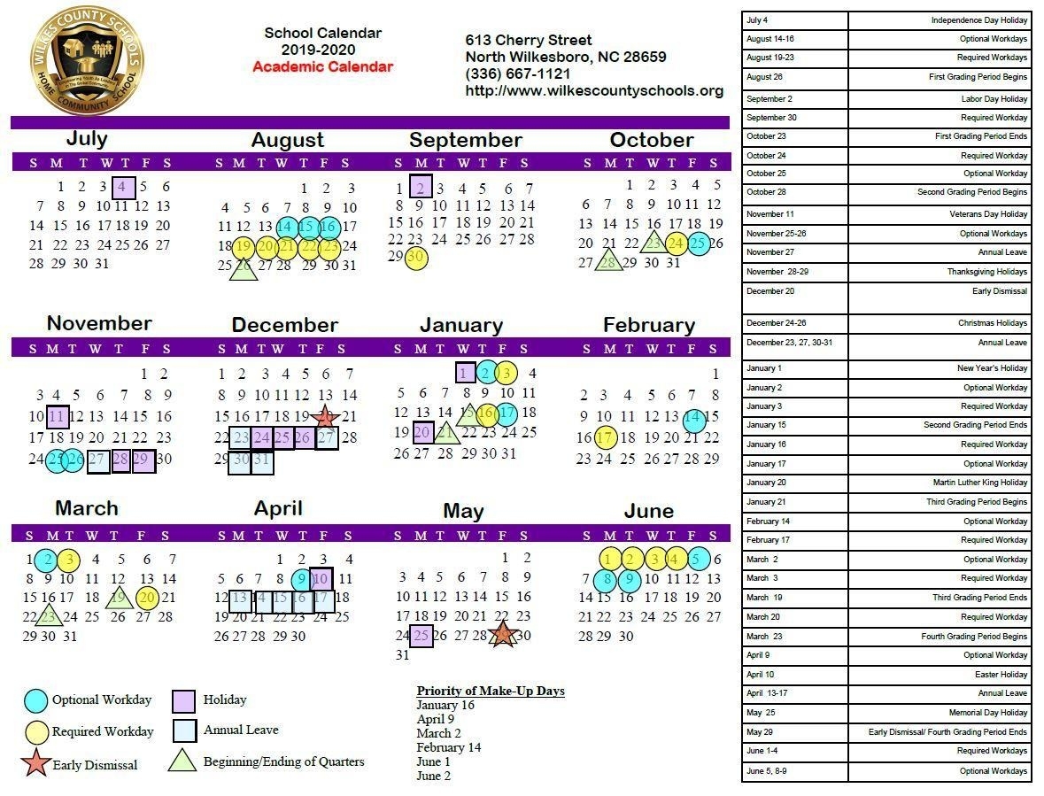 District Calendars – District – Wilkes County Schools Remarkable U Of C School Calendar