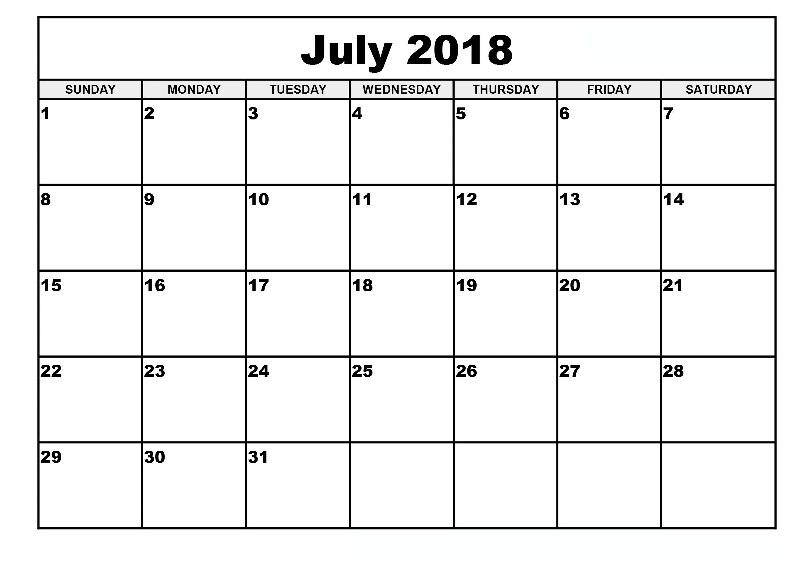 Download July 2018 Calendar Month Calendar Month How To