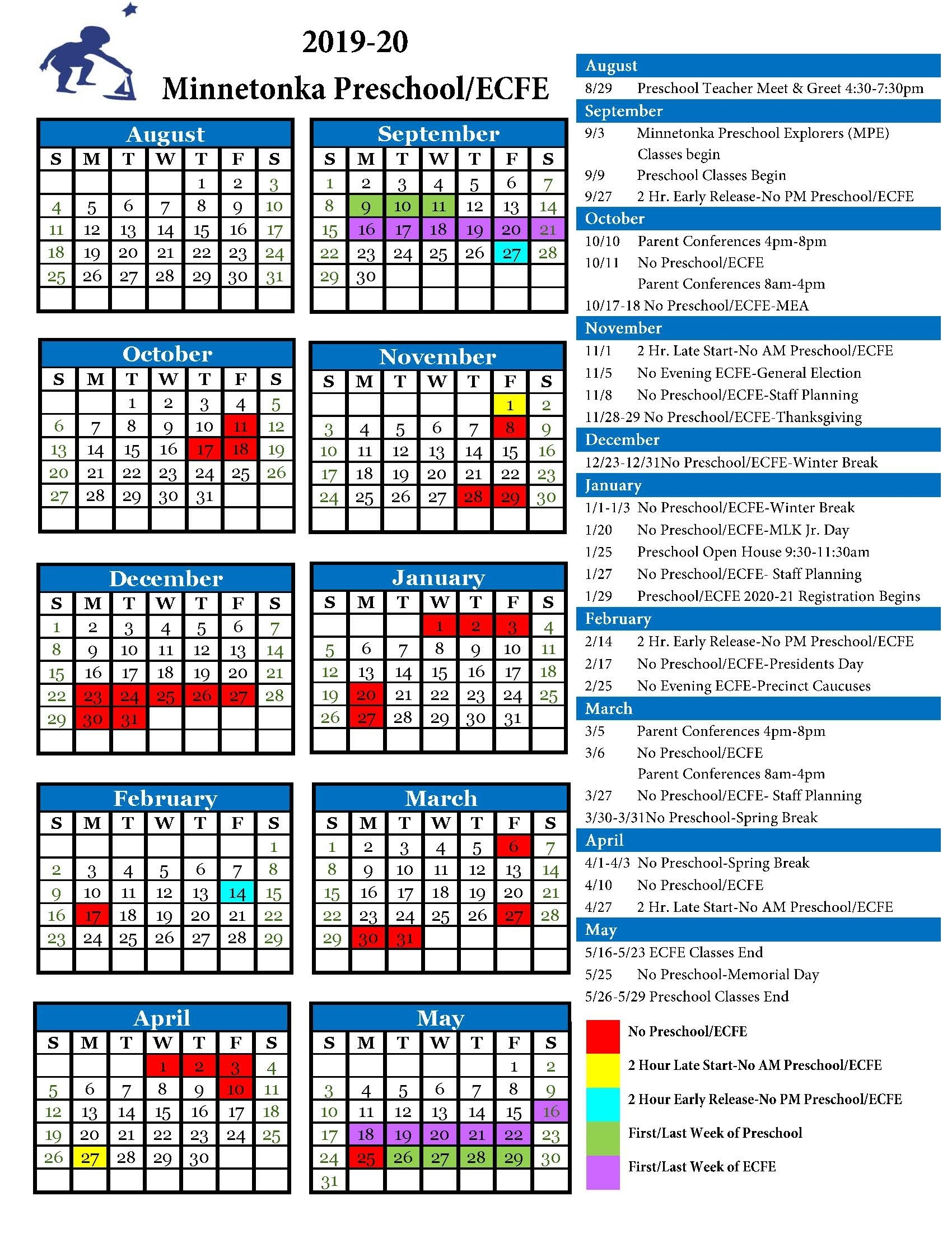 Ecfe Calendar - Minnetonka Public Schools | Innovate. Inspire. Excel. District 7 School Calendar Grants Pass