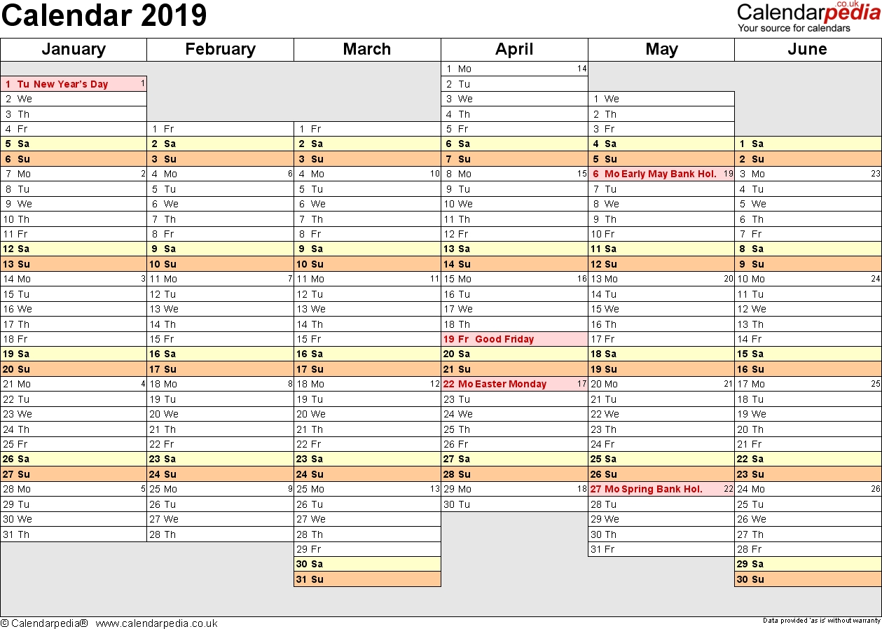 Excel Calendar 2019 (Uk): 16 Printable Templates (Xlsx, Free) Calendar Week To Month Excel