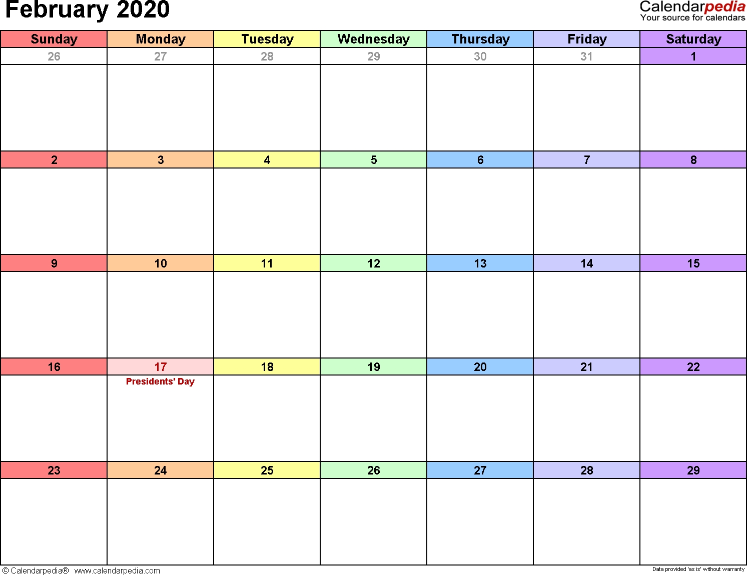 February 2020 Calendars For Word, Excel &amp; Pdf Remarkable 2020 Calendar February Month
