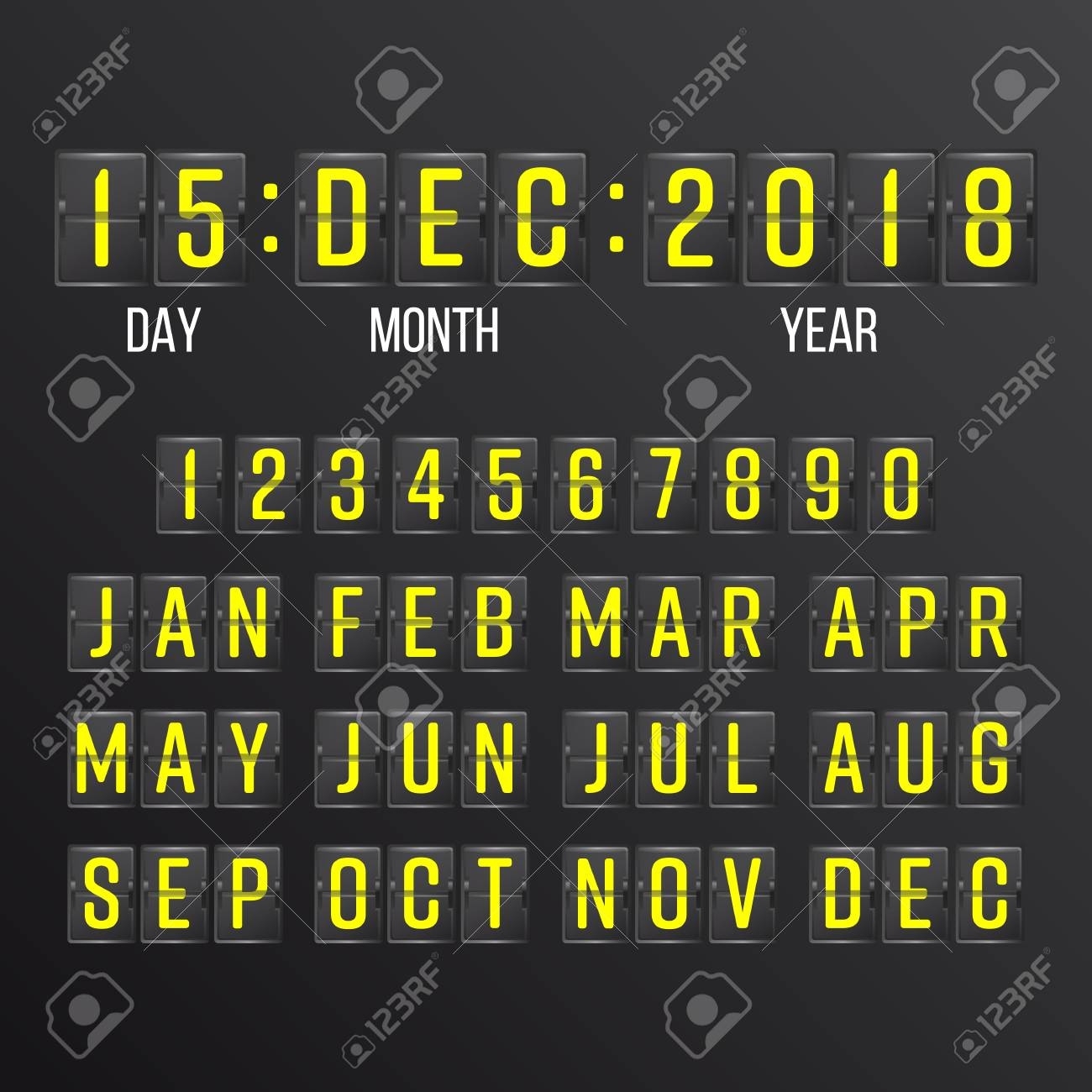 Flip Countdown Timer Vector. Flip Scoreboard Digital Calendar 2 Year Countdown Calendar