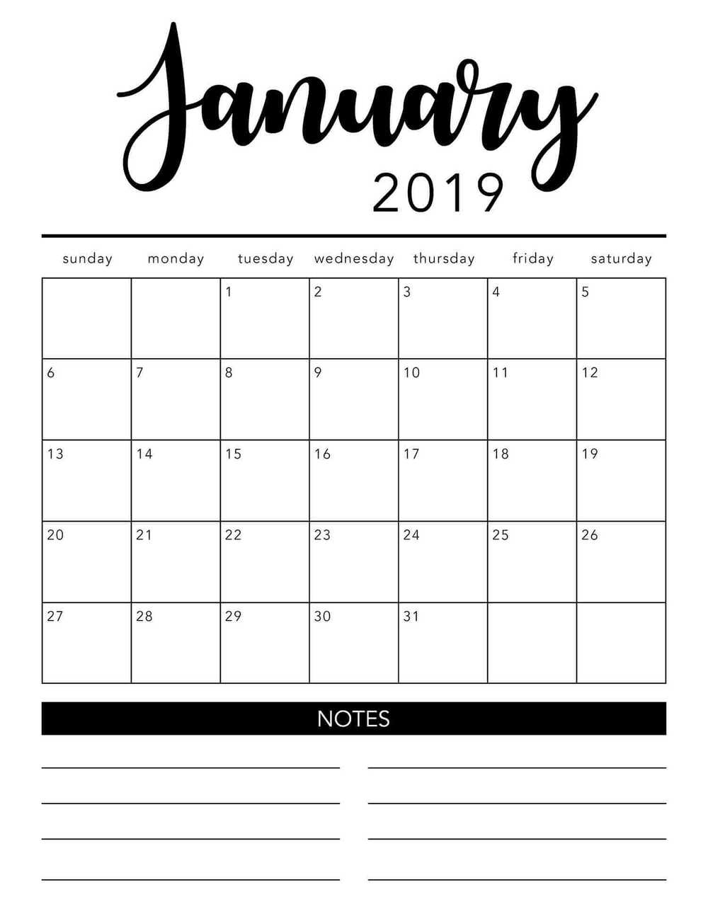 Free 2019 Printable Calendar Template (2 Colors!) - I Heart Naptime Printable Calendar Month Blank