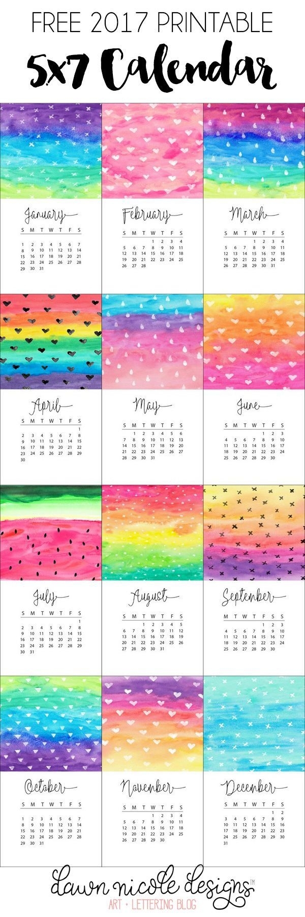 Free Printable 2017 Mini Calendar | Printables, Templates And Fonts 5X7 Calendar Template Free