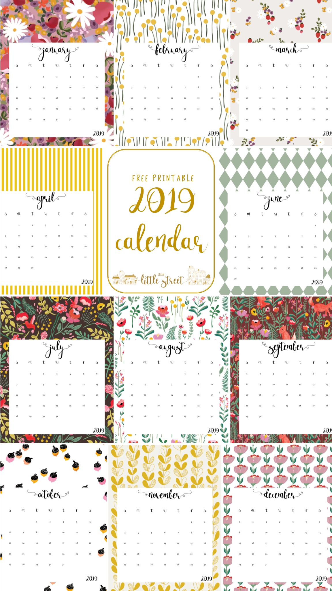 Free Printable 2019 Calendar. | Free Printables | Free Printable Free 11X14 Calendar Template