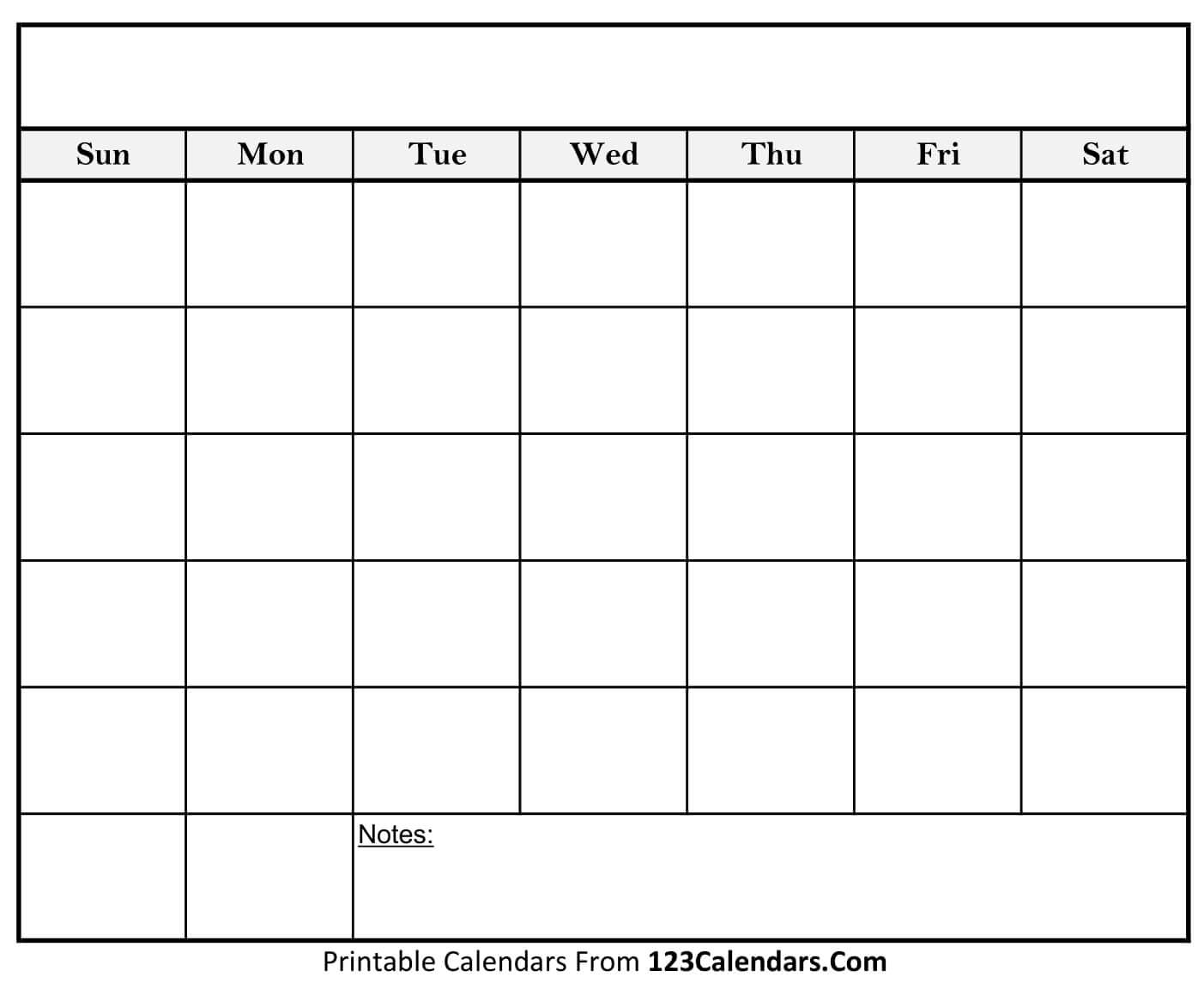 Free Printable Blank Calendar | 123Calendars Calendar Blank To Print