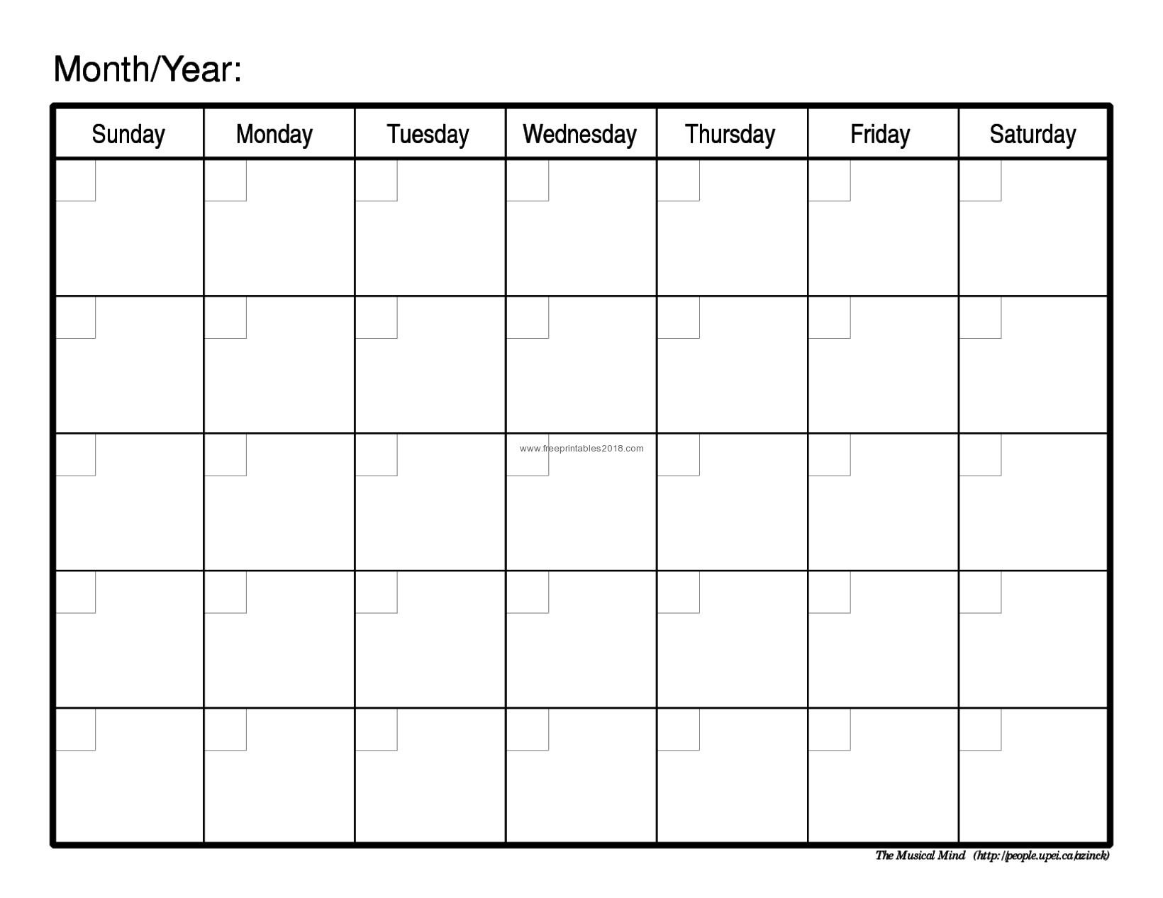 Free Printable Calendar Blank Free Printable Blank Calendar Monthly Calendar Blank Template