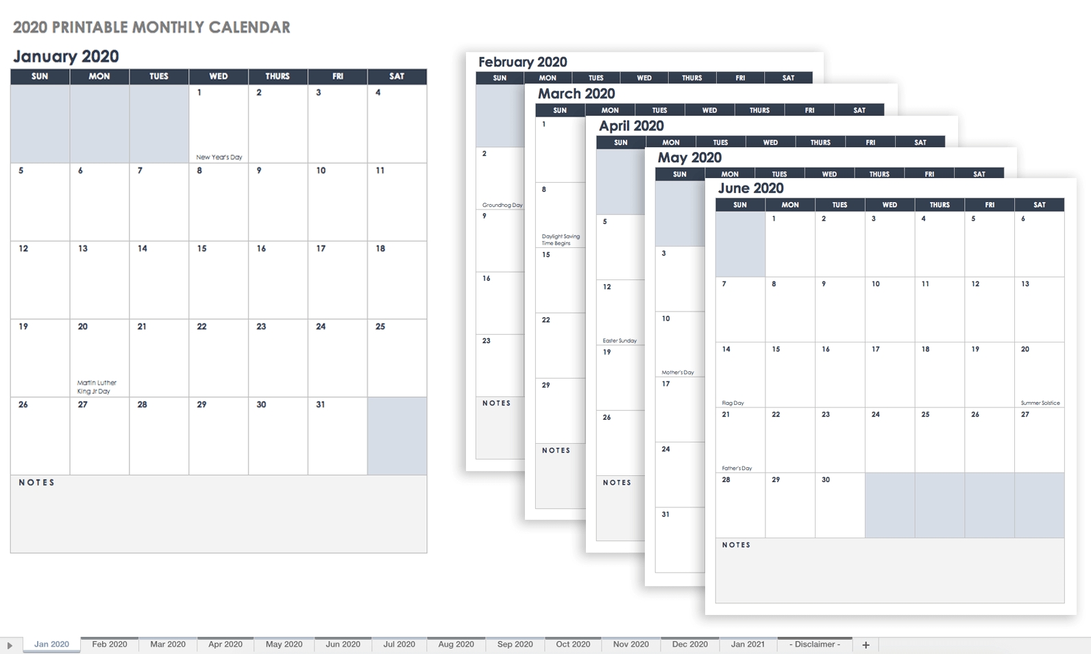 Free, Printable Excel Calendar Templates For 2019 &amp; On | Smartsheet Calendar Month Excel Formula