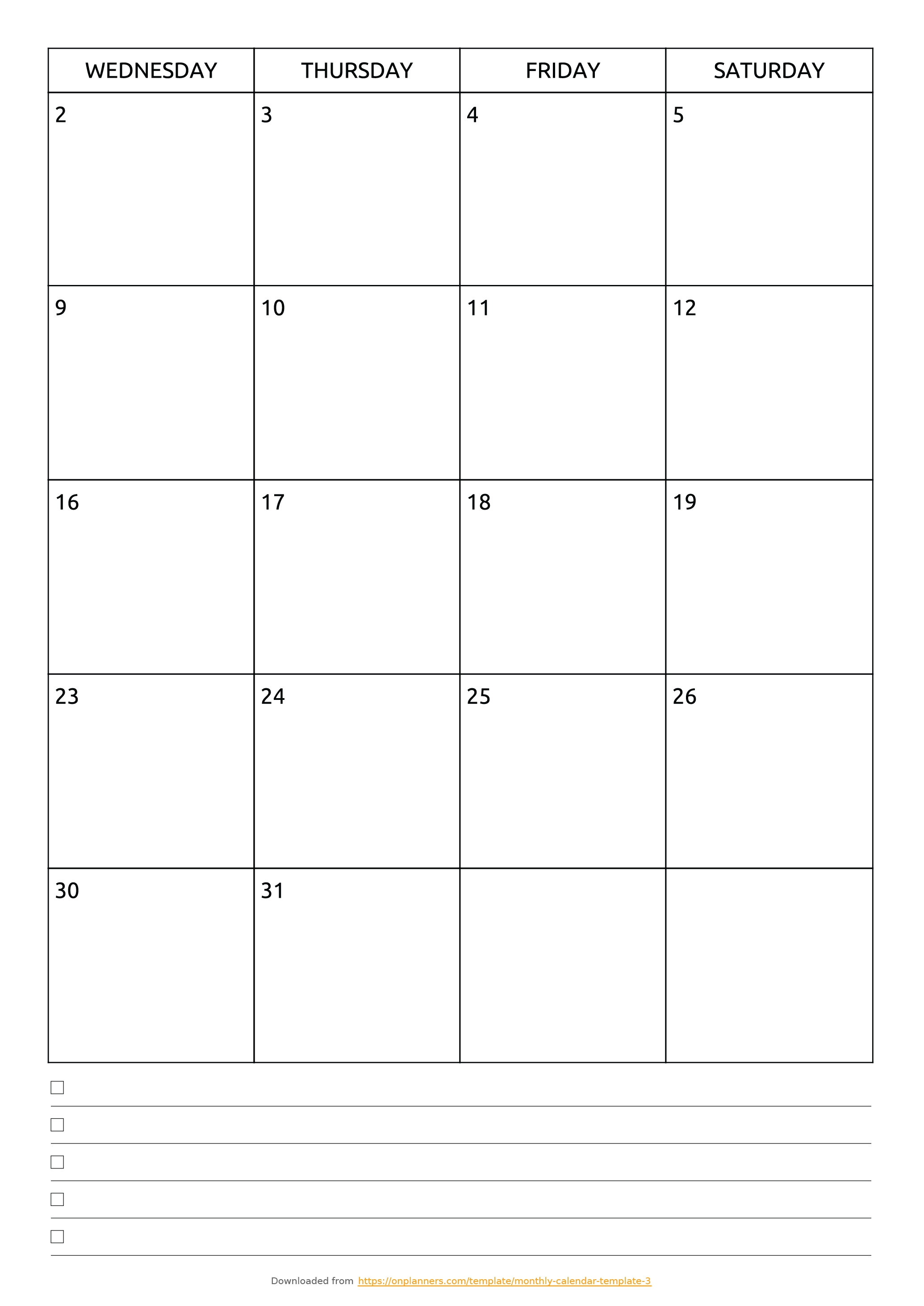 Free Printable Monthly Calendar With Notes Pdf Download Calendar Month Free Printable