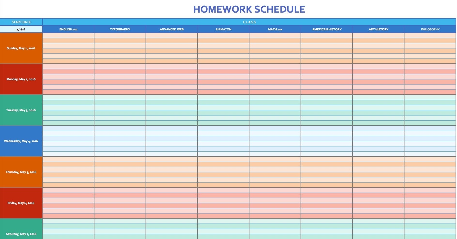 Free Weekly Schedule Templates For Excel - Smartsheet 5 Day Week Calendar Template Excel