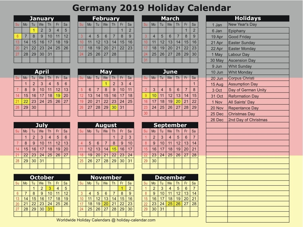 Germany 2019 / 2020 Holiday Calendar Calendar Public Holidays Germany