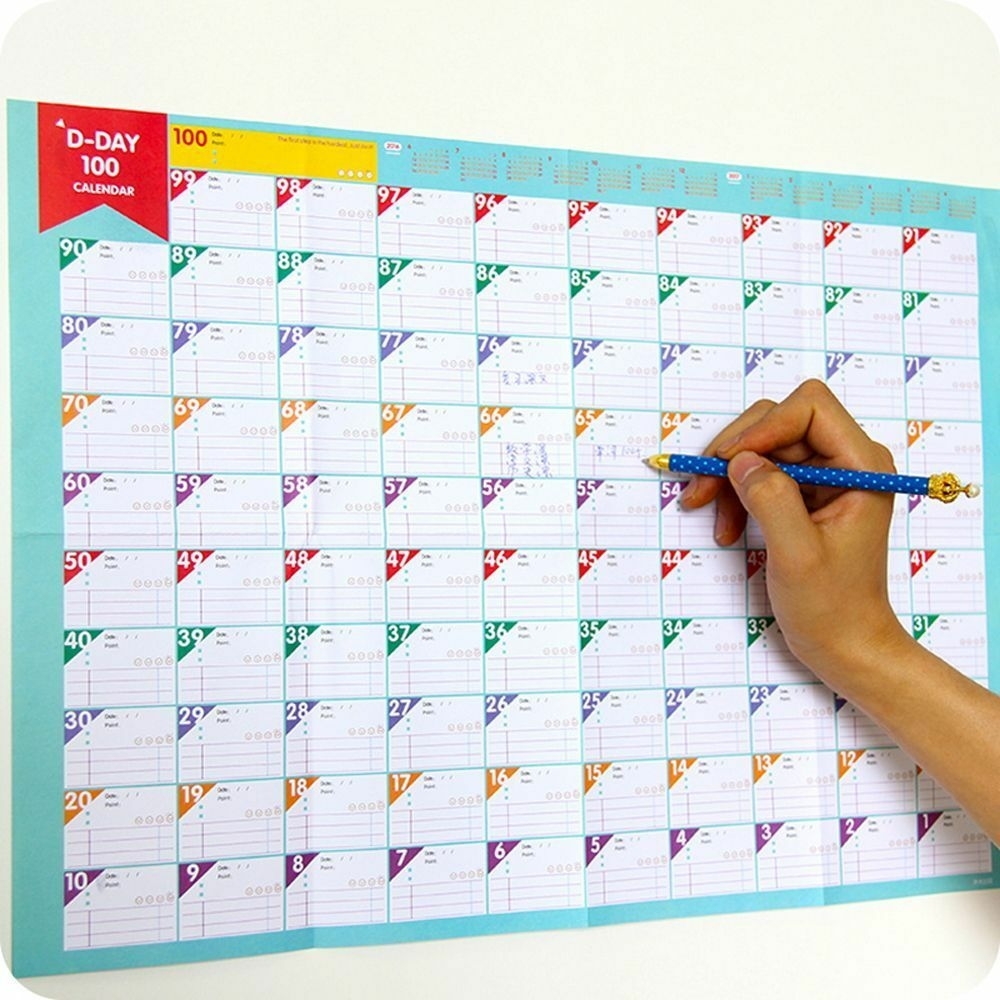 Goals Table Work 100 Days Calendars Countdown Calendar Schedules Target  Table 707369763149 | Ebay Calendar Countdown Working Days