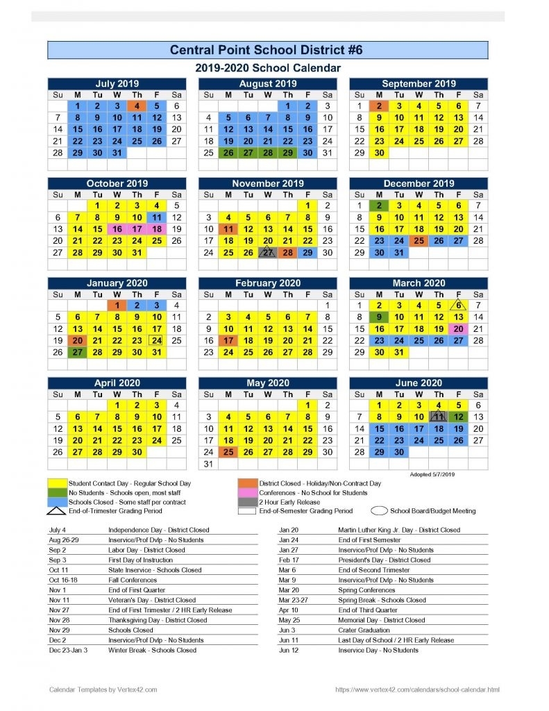 Hanby Middle School Dashing District 7 School Calendar Grants Pass