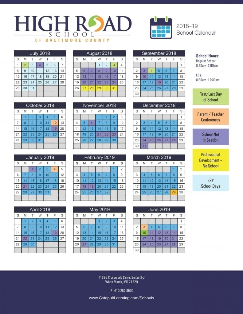 High Road School Of Baltimore County - Catapult Learning School Calendar Baltimore City