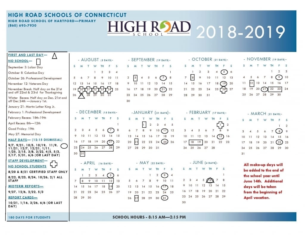 High Road School Of Hartford: Primary &amp; Middle School - Catapult Dashing Nova U School Calendar