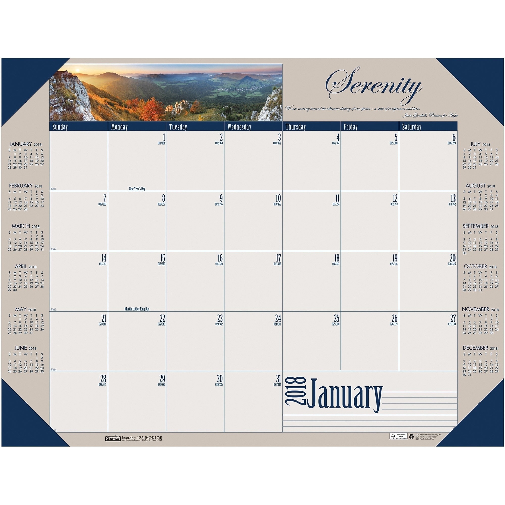 House Of Doolittle Earthscapes Motivational Desk Pad Calendar - Ld Monthly Calendar Desk Pad