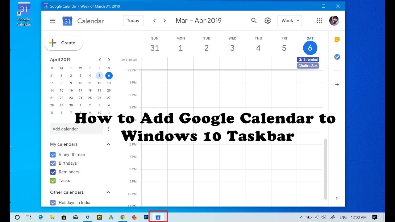 How To Add Google Calendar To Windows 10 Taskbar - Youtube Calendar Icon On Taskbar