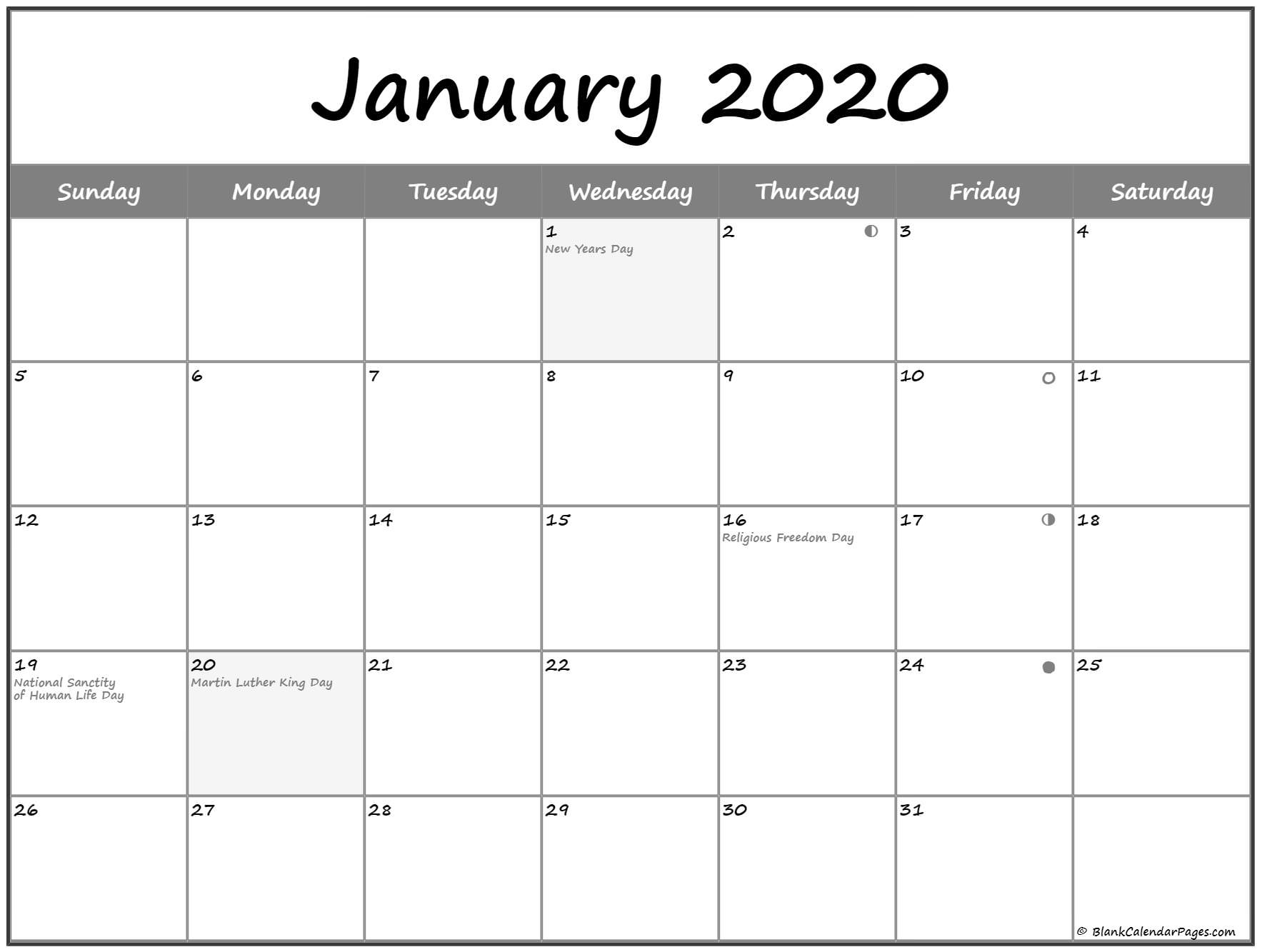 January 2020 Lunar Calendar | Moon Phase Calendar 2020 Calendar With Remarkable 2020 Calendar With Moon Phases