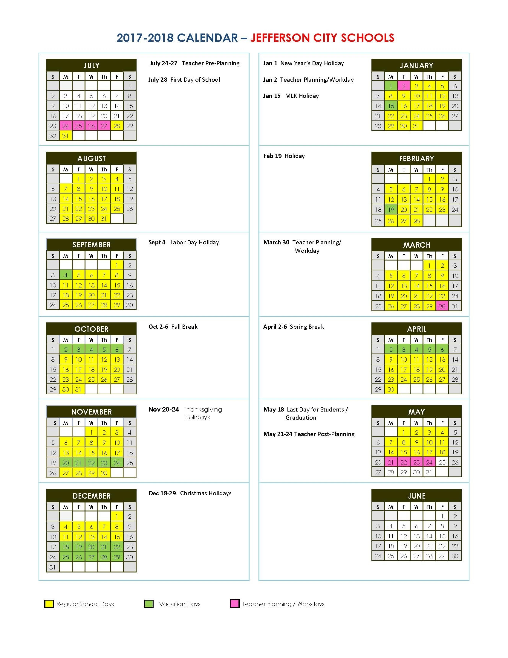 Perky School Calendar Baltimore City Printable Blank Calendar Template